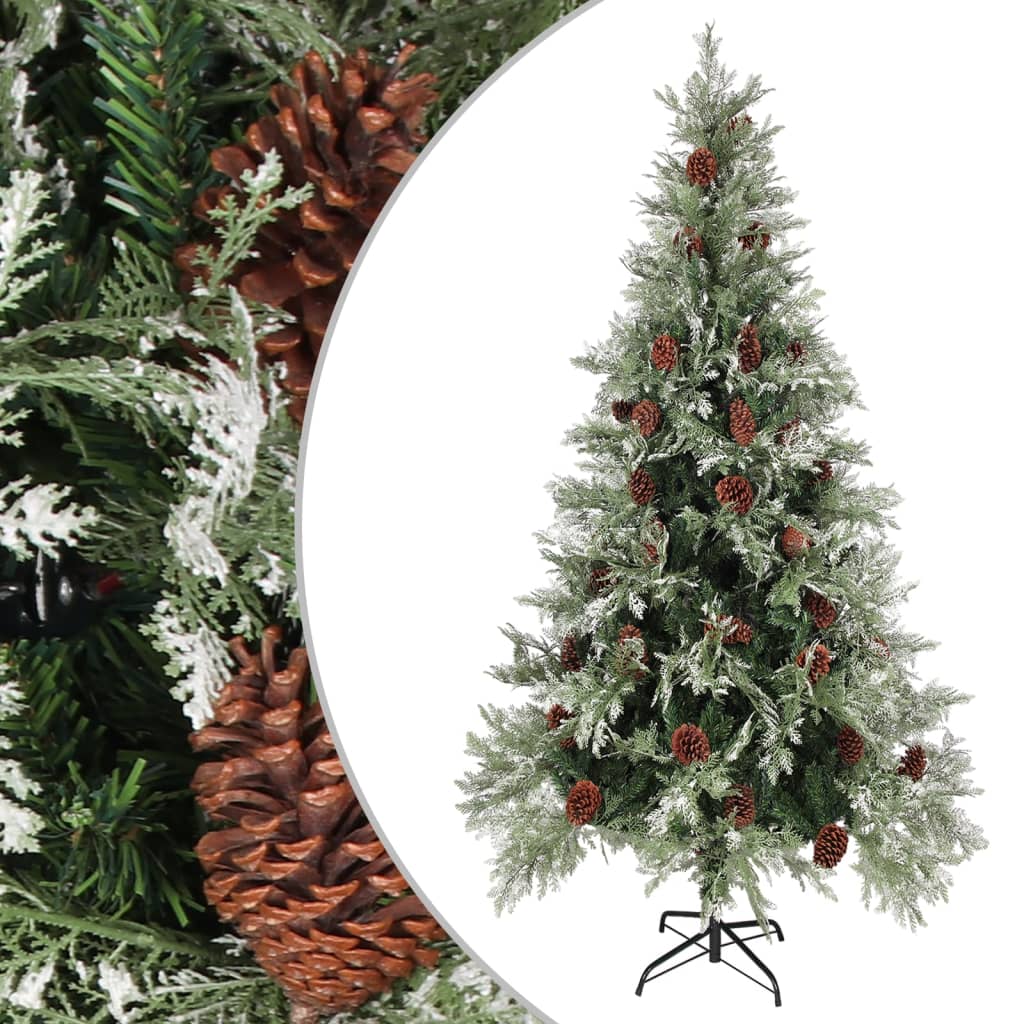 Weihnachtsbaum Mit Zapfen Grün Und Weiß 195 Cm Pvc & Pe
