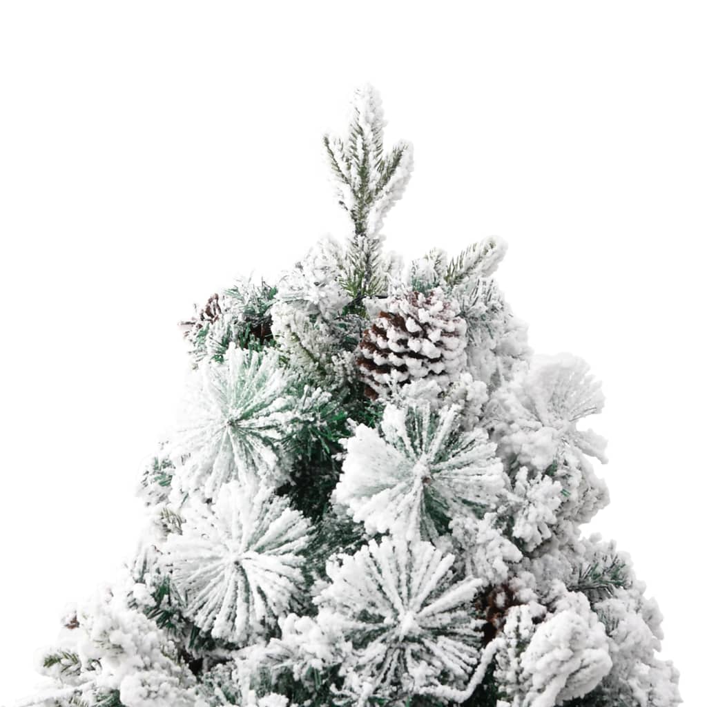 Weihnachtsbaum Mit Beleuchtung Schnee Und Zapfen 225 Cm Pvc&Pe Weiß Und Blau