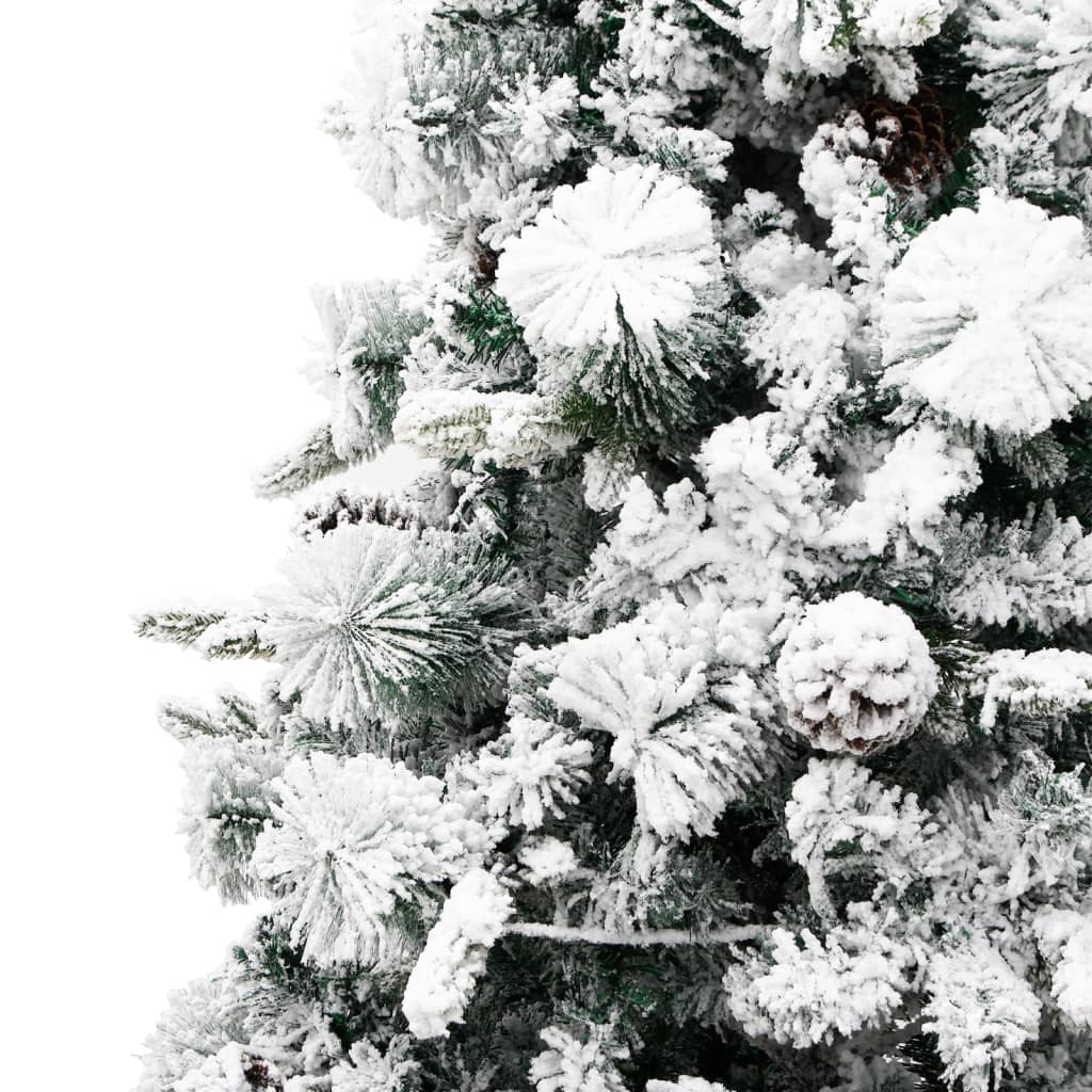 Weihnachtsbaum Mit Beleuchtung Schnee Und Zapfen 225 Cm Pvc&Pe Weiß Und Blau