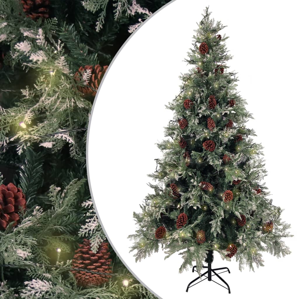 Weihnachtsbaum Mit Beleuchtung Und Kiefernzapfen 195 Cm Pvc&Pe