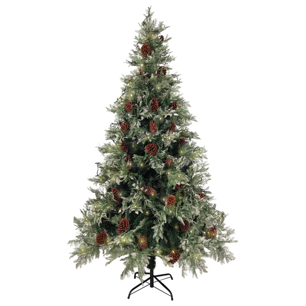 Weihnachtsbaum Mit Beleuchtung Und Kiefernzapfen 195 Cm Pvc&Pe