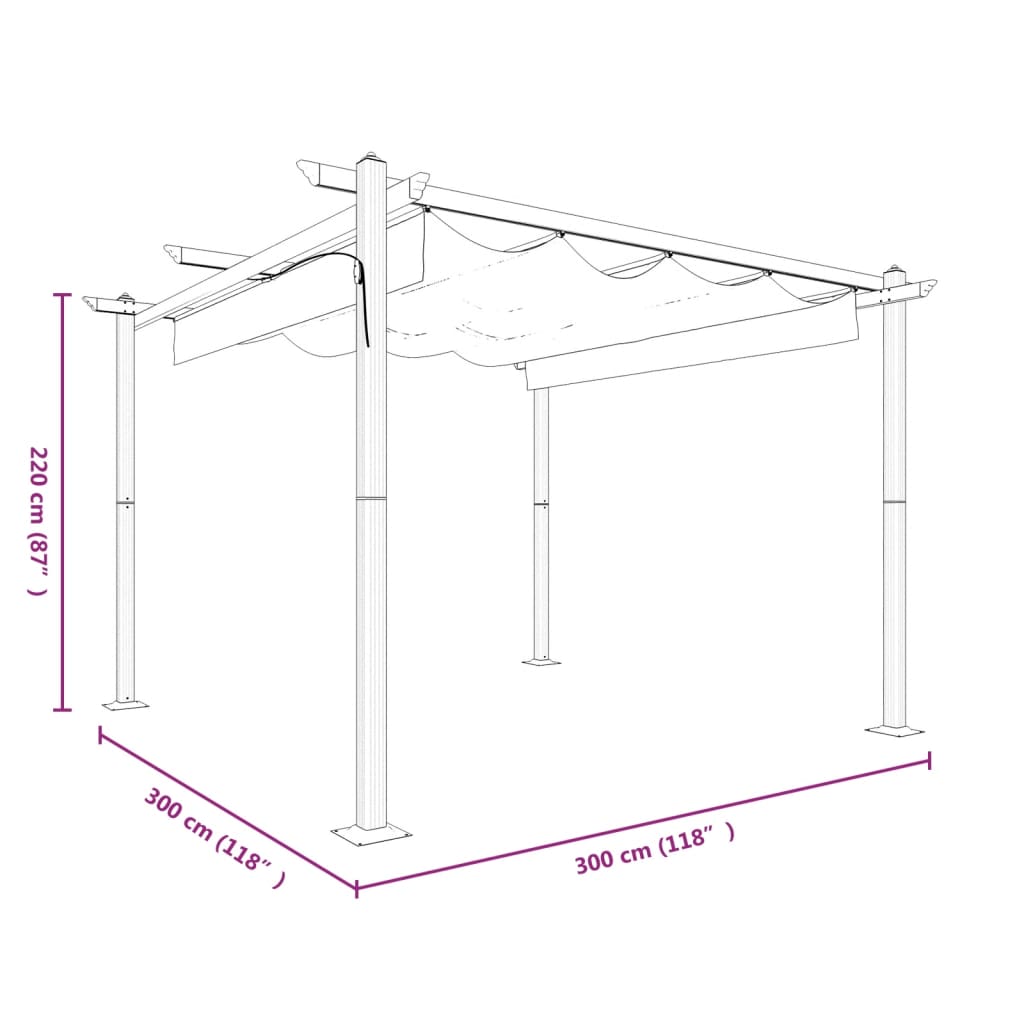 Pavillon Mit Ausziehbarem Dach 3X3 M