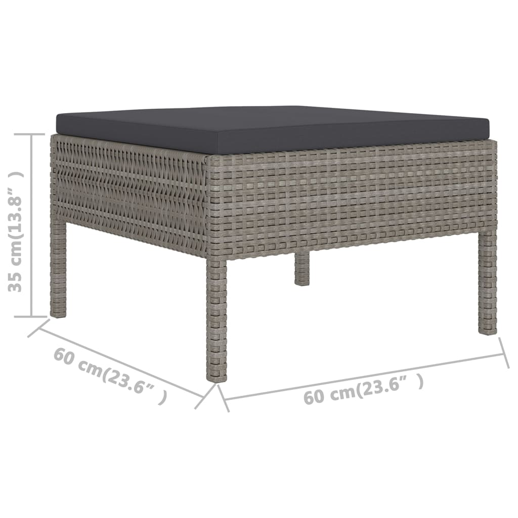 6-Tlg. Garten-Lounge-Set Mit Auflagen Poly Rattan Grau