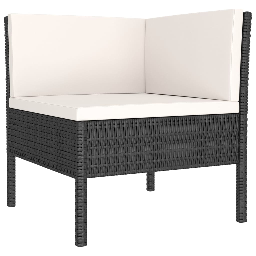 5-Tlg. Garten-Lounge-Set Mit Auflagen Poly Rattan Schwarz