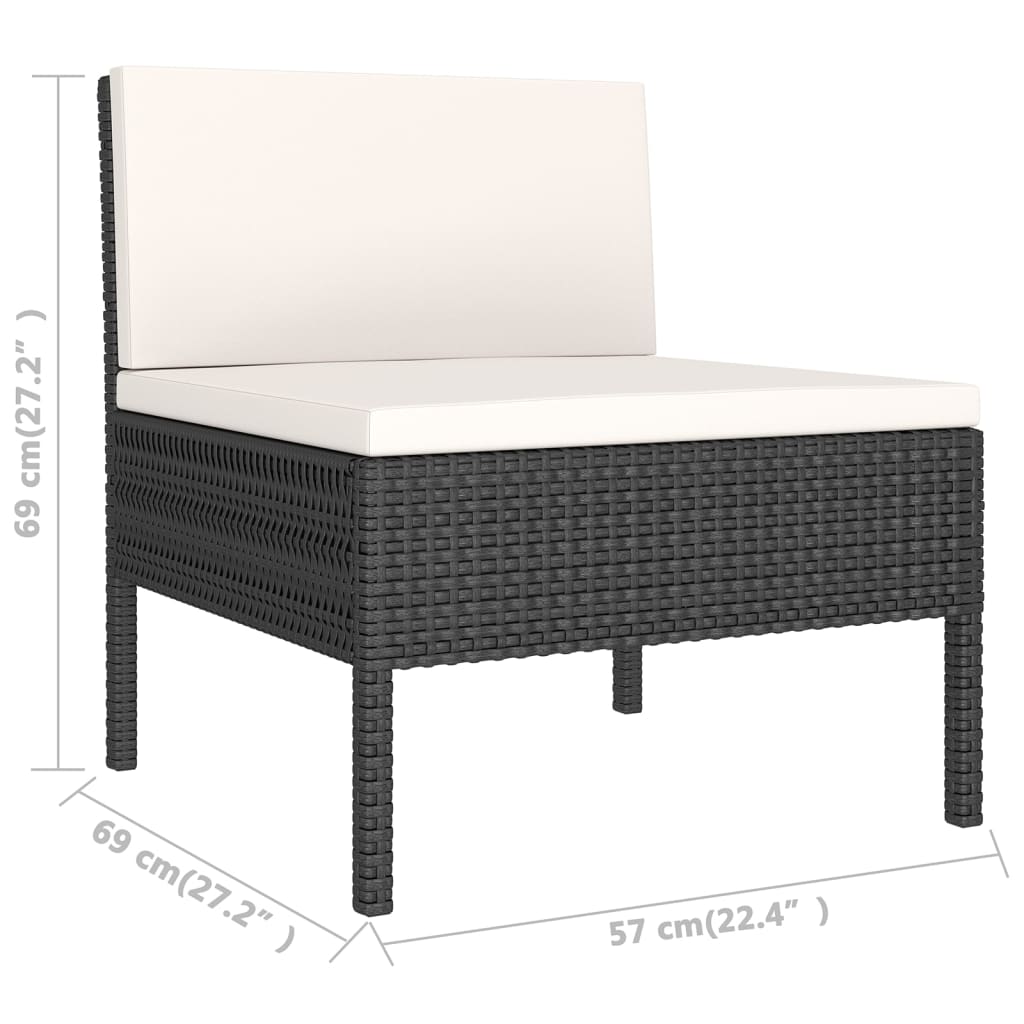 5-Tlg. Garten-Lounge-Set Mit Auflagen Poly Rattan Schwarz