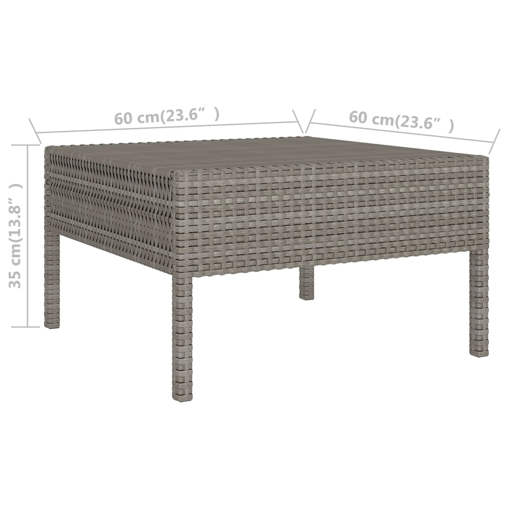 9-Tlg. Garten-Lounge-Set Mit Auflagen Poly Rattan Grau