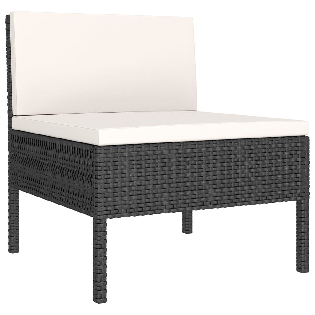 5-Tlg. Garten-Lounge-Set Mit Auflagen Poly Rattan Schwarz