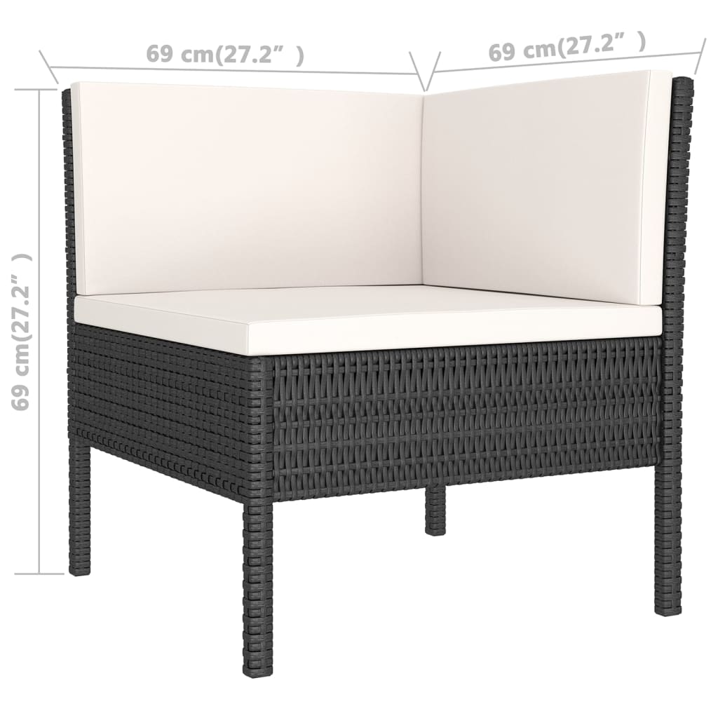 5-Tlg. Garten-Lounge-Set Mit Auflagen Poly Rattan Schwarz