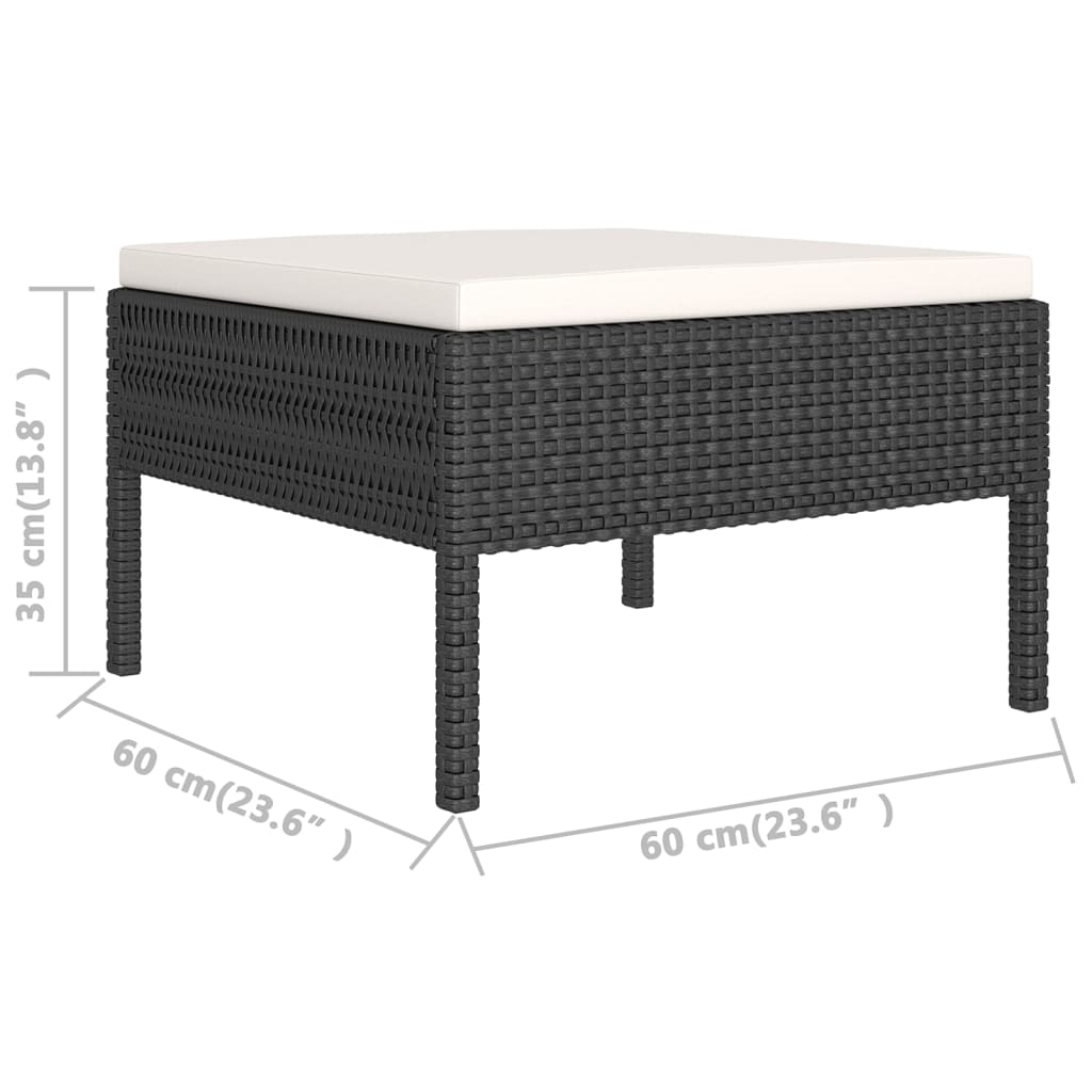5-Tlg. Garten-Lounge-Set Mit Auflagen Poly Rattan Schwarz