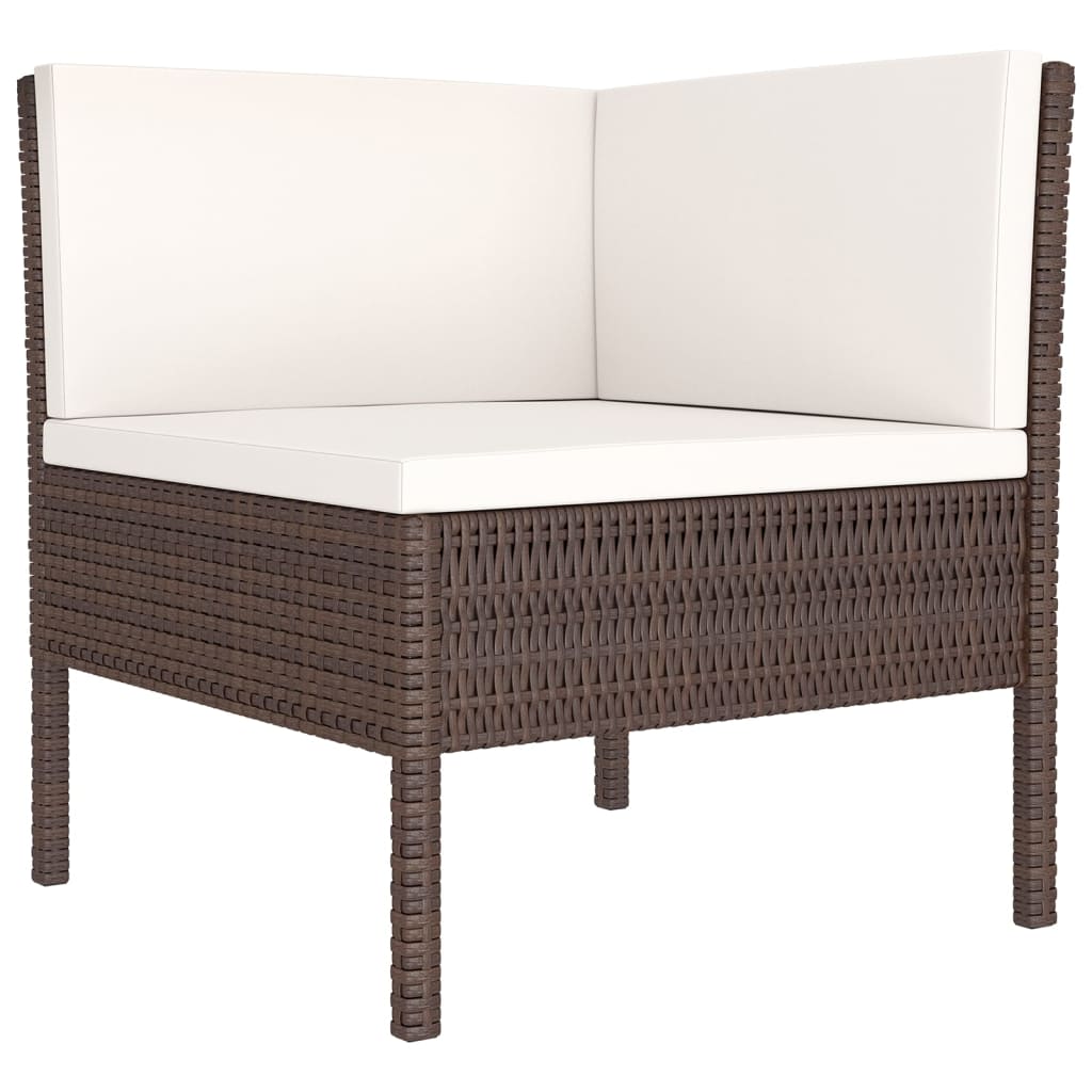 6-Tlg. Garten-Lounge-Set Mit Auflagen Poly Rattan Braun