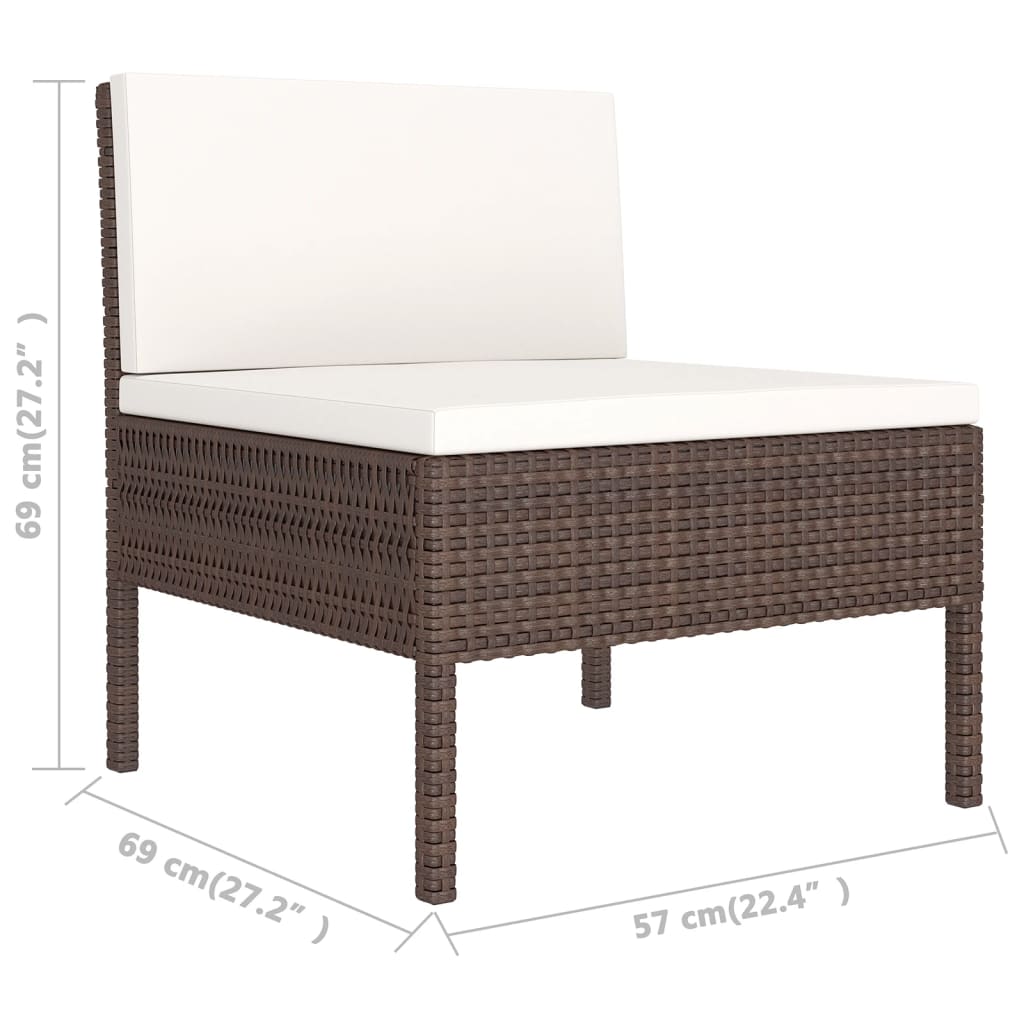 6-Tlg. Garten-Lounge-Set Mit Auflagen Poly Rattan Braun
