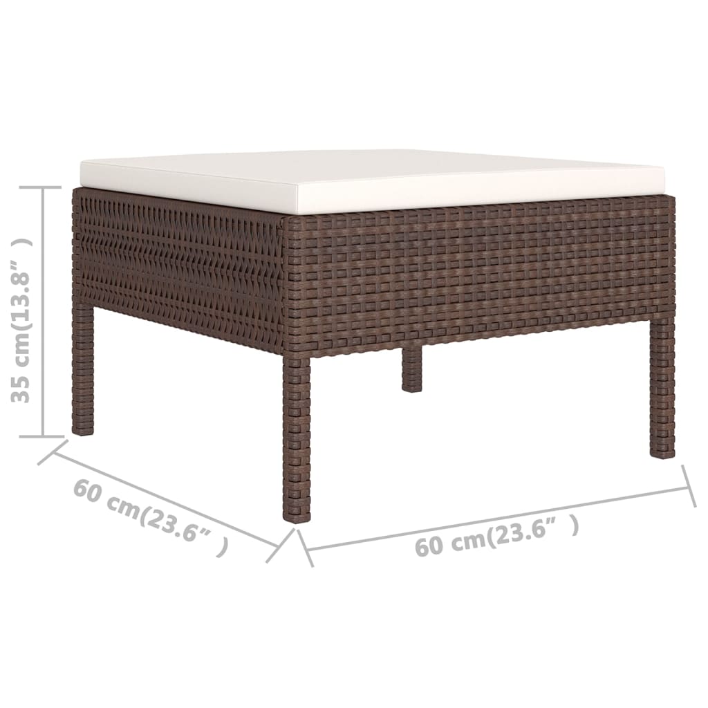 6-Tlg. Garten-Lounge-Set Mit Auflagen Poly Rattan Braun