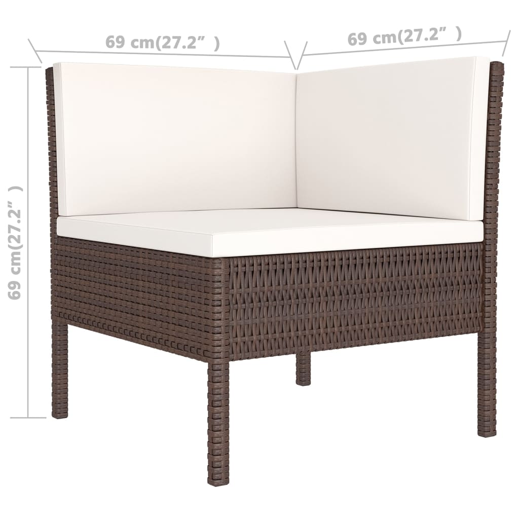 6-Tlg. Garten-Lounge-Set Mit Auflagen Poly Rattan Braun