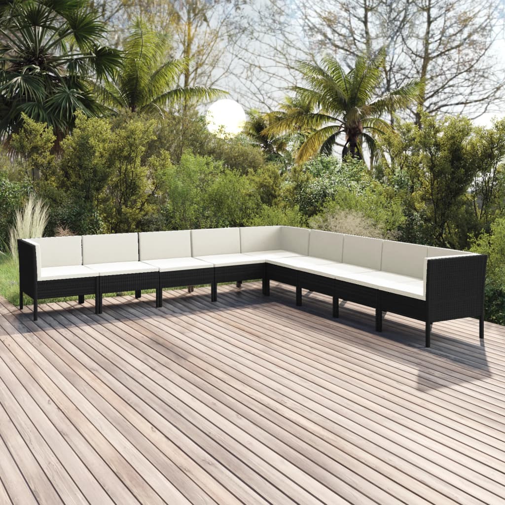 5-Tlg. Garten-Lounge-Set Mit Auflagen Poly Rattan Schwarz