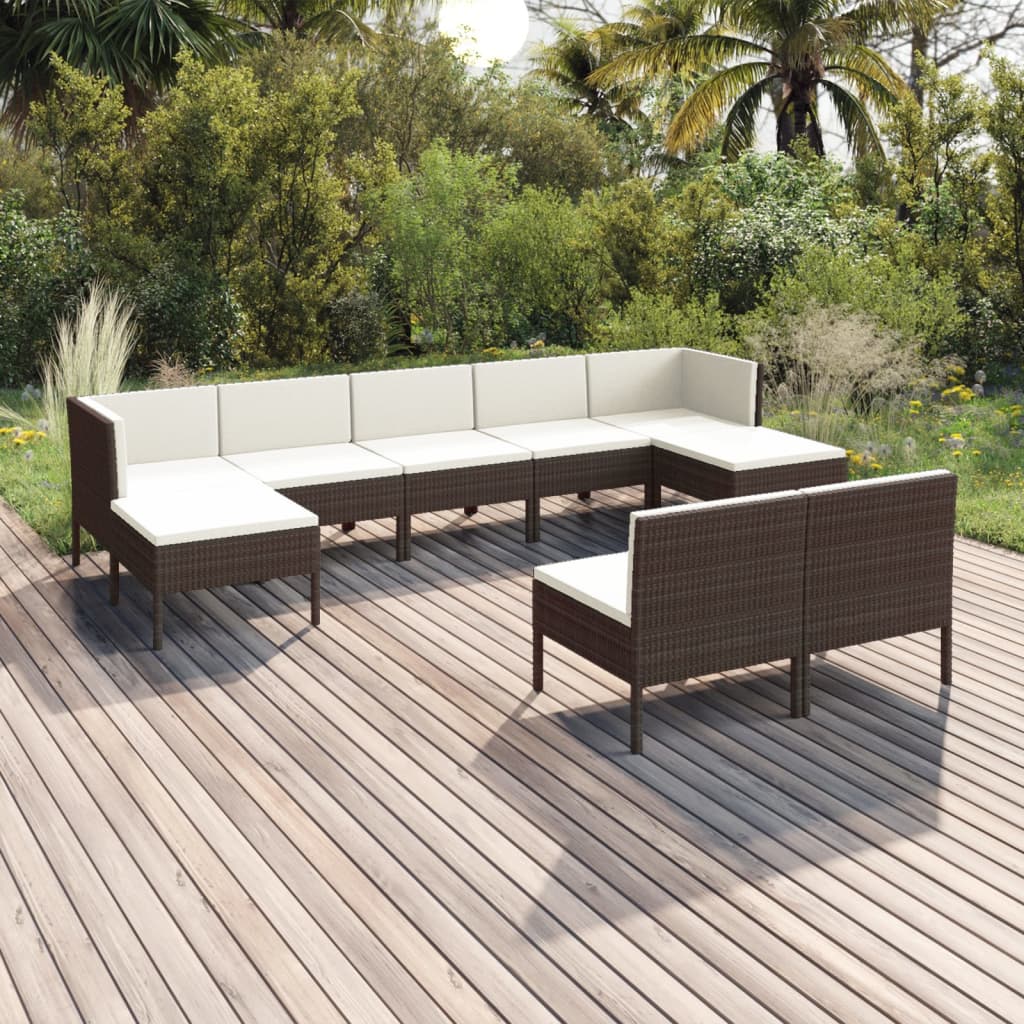 6-Tlg. Garten-Lounge-Set Mit Auflagen Poly Rattan Braun