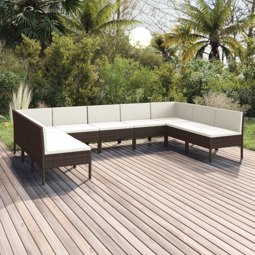 6-Tlg. Garten-Lounge-Set Mit Auflagen Poly Rattan Braun