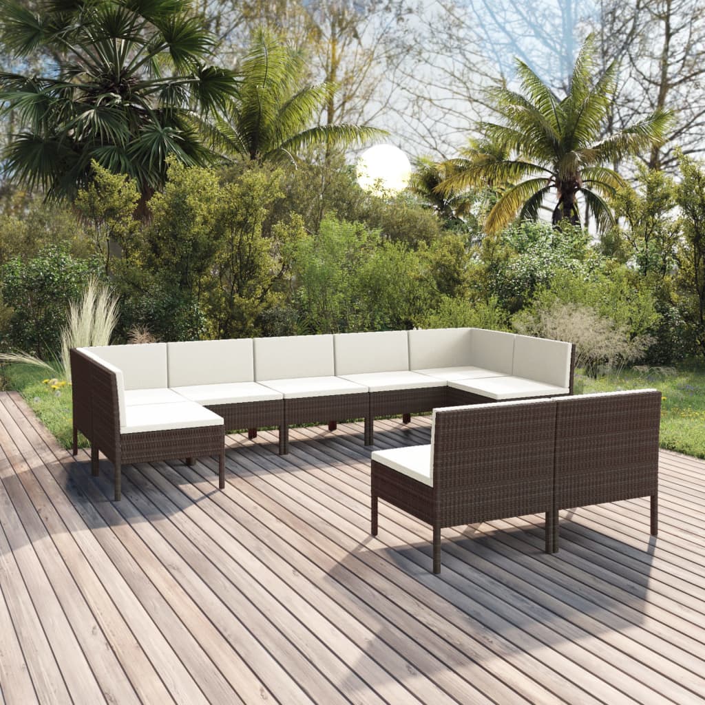 6-Tlg. Garten-Lounge-Set Mit Auflagen Poly Rattan Braun