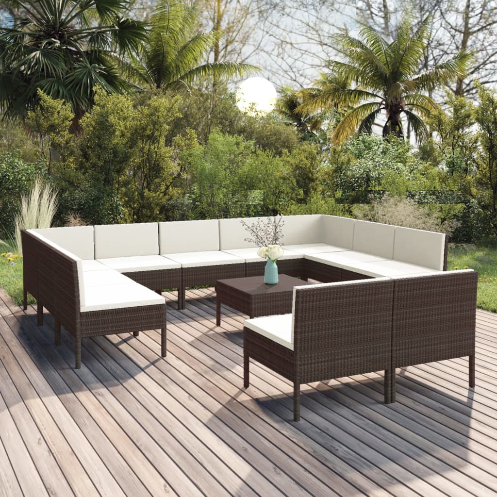 6-Tlg. Garten-Lounge-Set Mit Auflagen Poly Rattan Braun