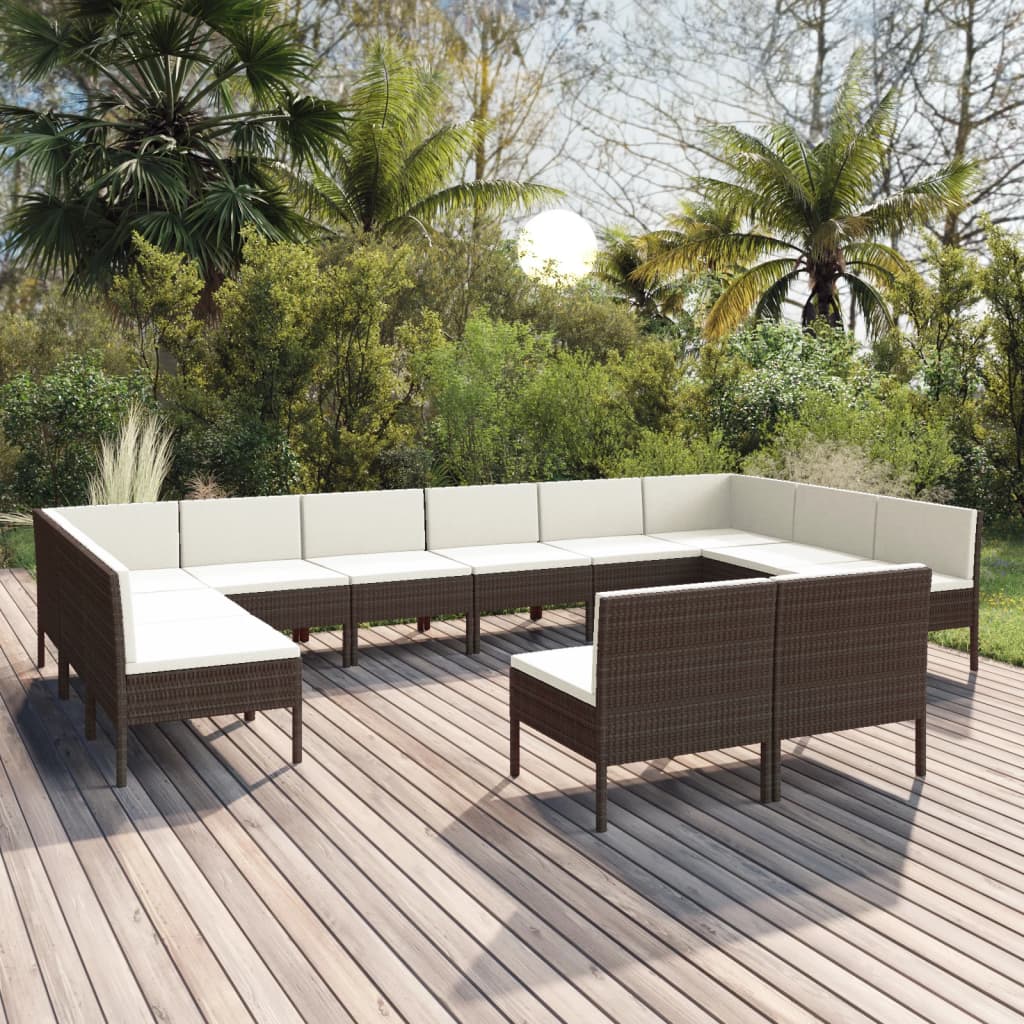 6-Tlg. Garten-Lounge-Set Mit Auflagen Poly Rattan Braun