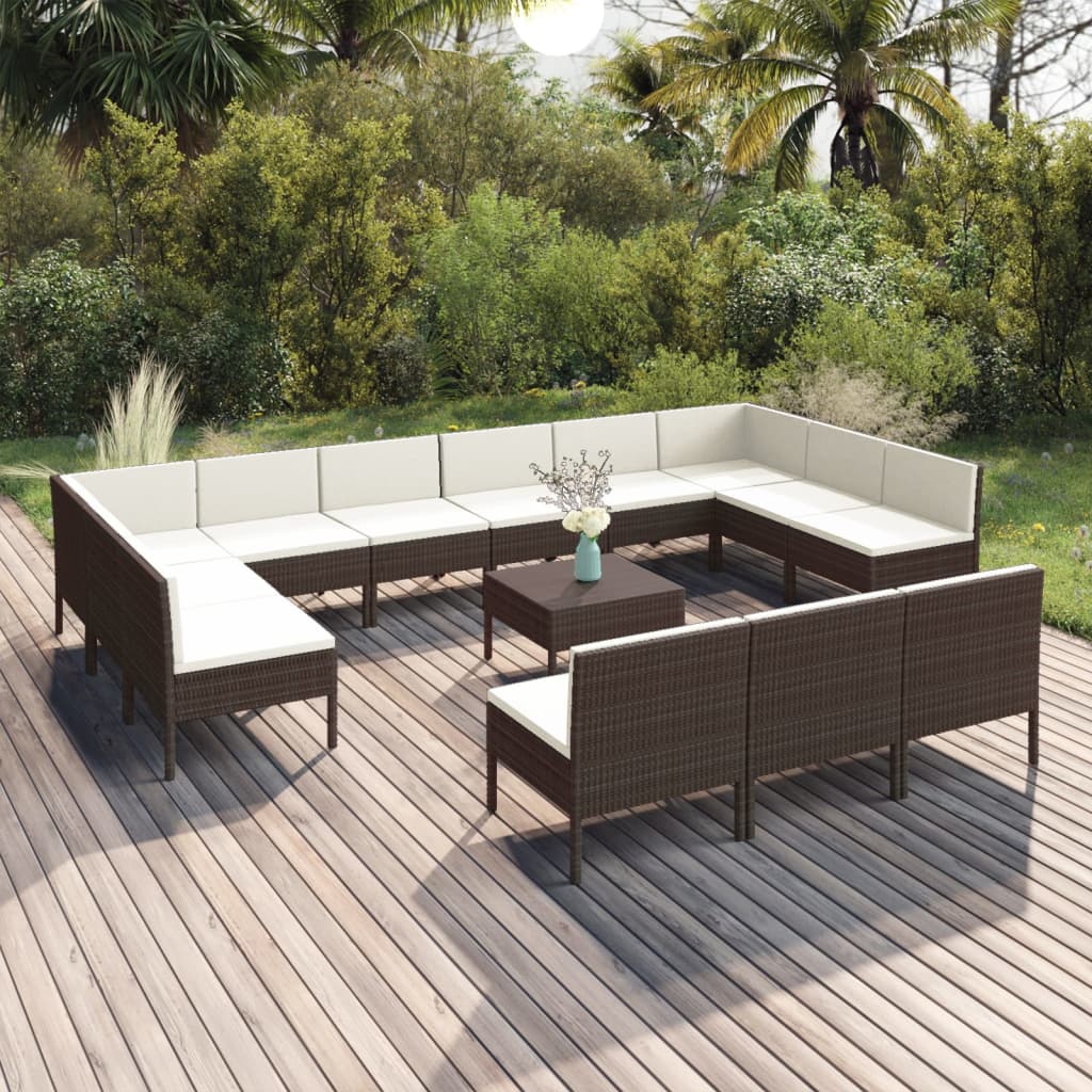6-Tlg. Garten-Lounge-Set Mit Auflagen Poly Rattan Braun