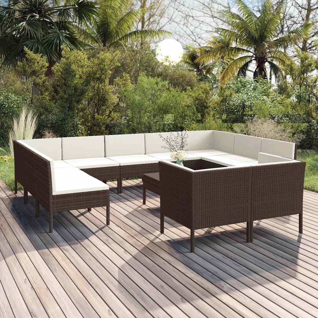 6-Tlg. Garten-Lounge-Set Mit Auflagen Poly Rattan Braun
