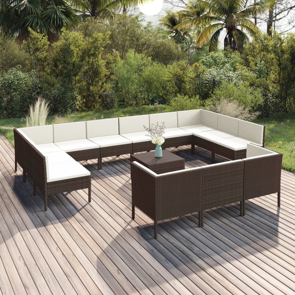 6-Tlg. Garten-Lounge-Set Mit Auflagen Poly Rattan Braun