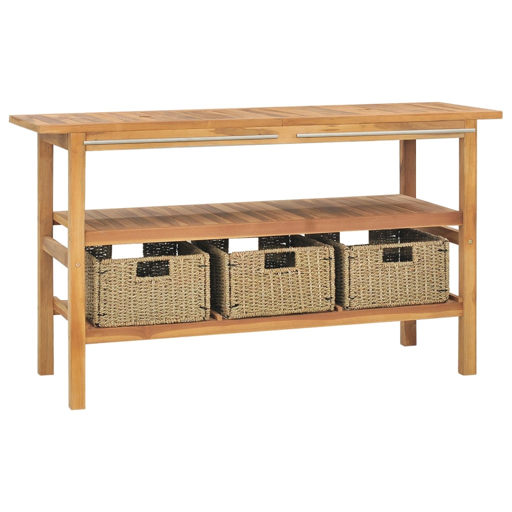 Waschtisch Mit 3 Körben Massivholz Teak 132X45X75Cm