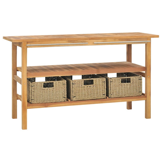 Waschtisch Mit 3 Körben Massivholz Teak 132X45X75Cm