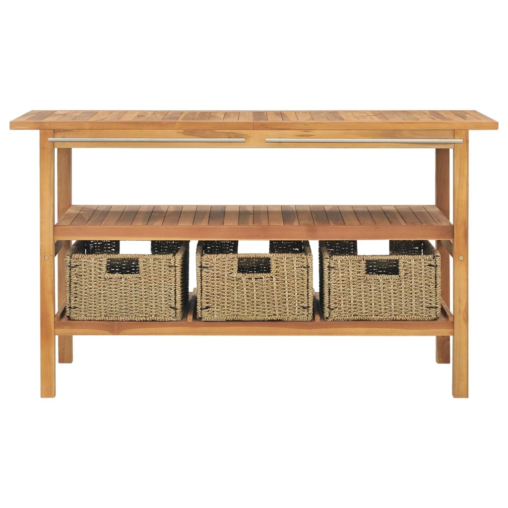 Waschtisch Mit 3 Körben Massivholz Teak 132X45X75Cm