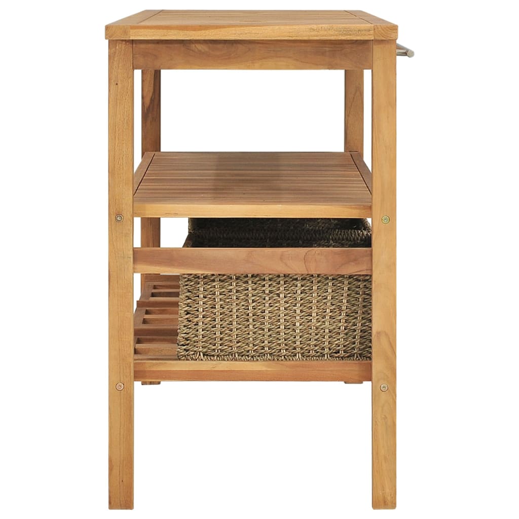 Waschtisch Mit 3 Körben Massivholz Teak 132X45X75Cm