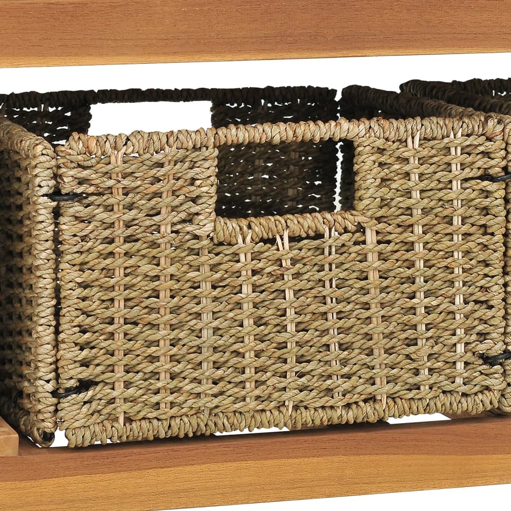 Waschtisch Mit 3 Körben Massivholz Teak 132X45X75Cm