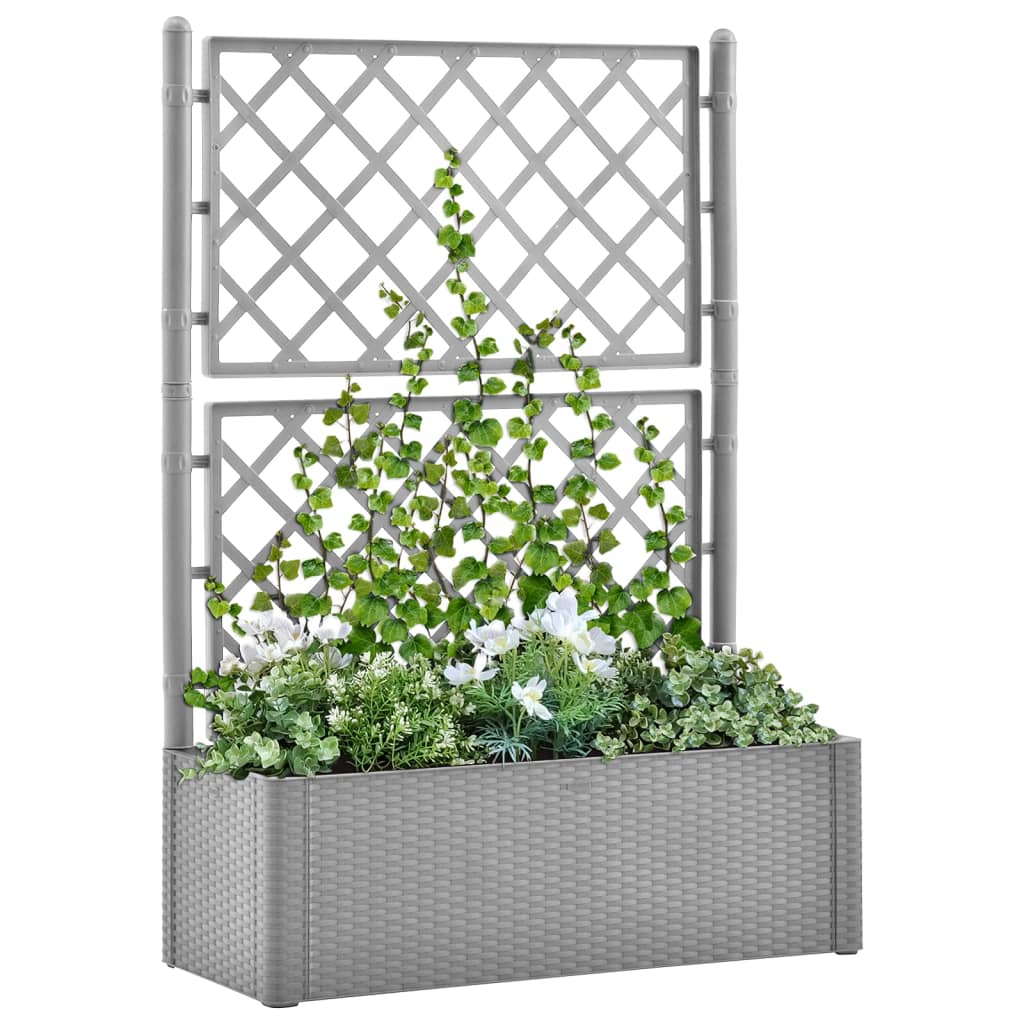 Garten-Hochbeet Mit Spalier Und Selbstbewässerungssystem Grau