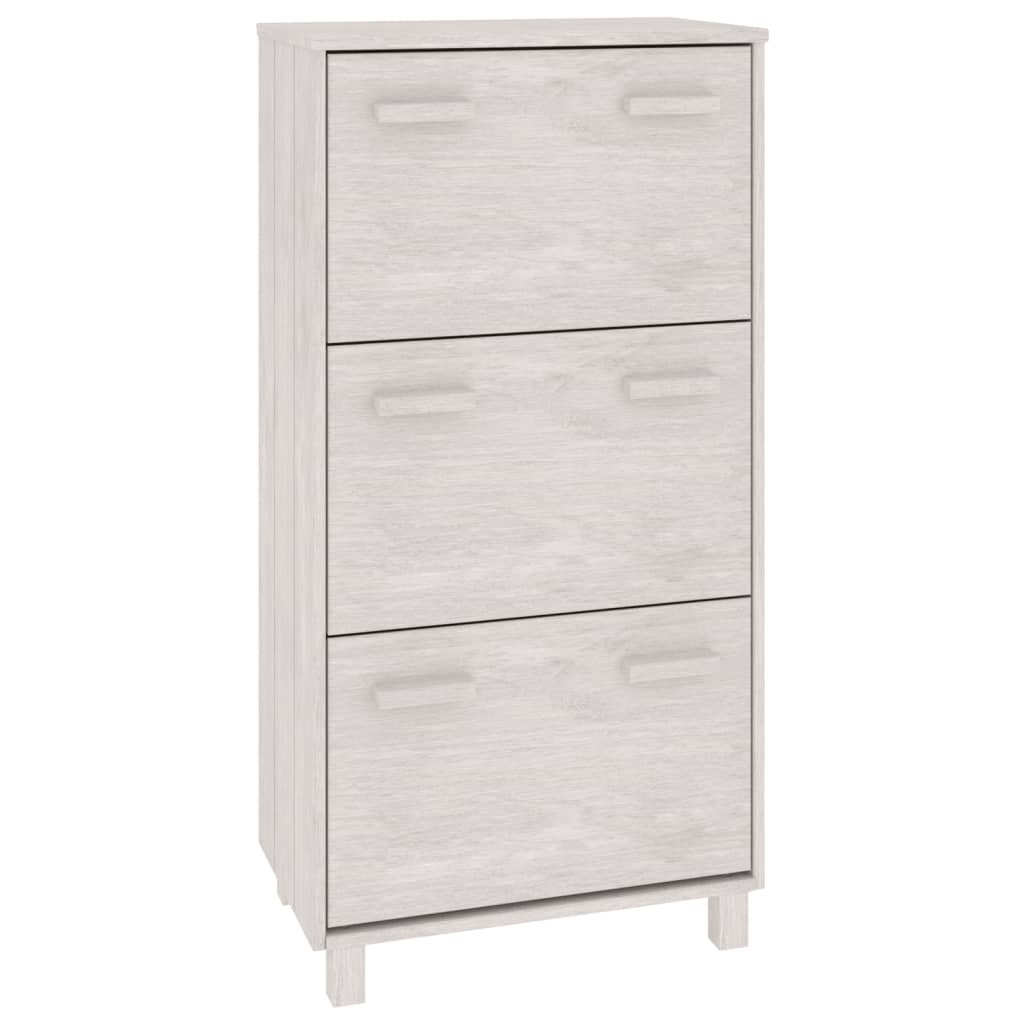 Schuhschrank Hamar 59,5X35X117 Cm Massivholz Kiefer Weiß