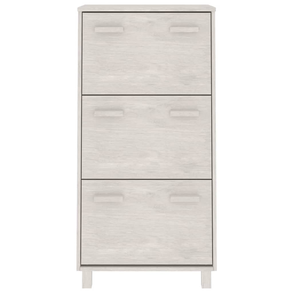 Schuhschrank Hamar 59,5X35X117 Cm Massivholz Kiefer Weiß