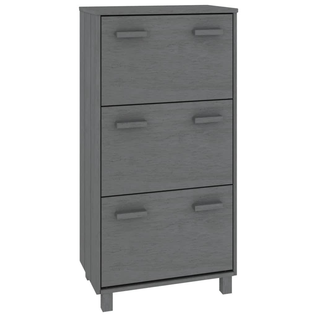Schuhschrank Hamar 59,5X35X117 Cm Massivholz Kiefer Dunkelgrau