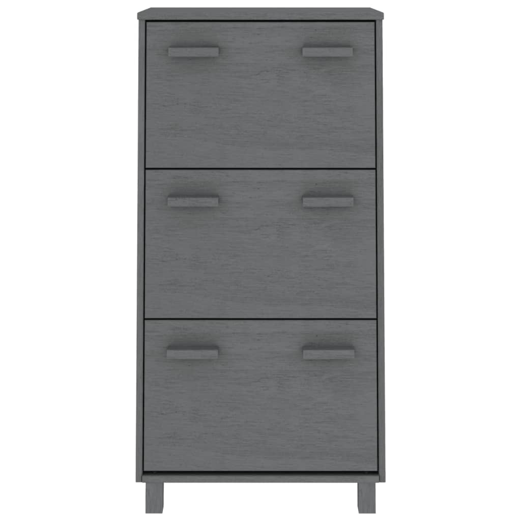 Schuhschrank Hamar 59,5X35X117 Cm Massivholz Kiefer Dunkelgrau