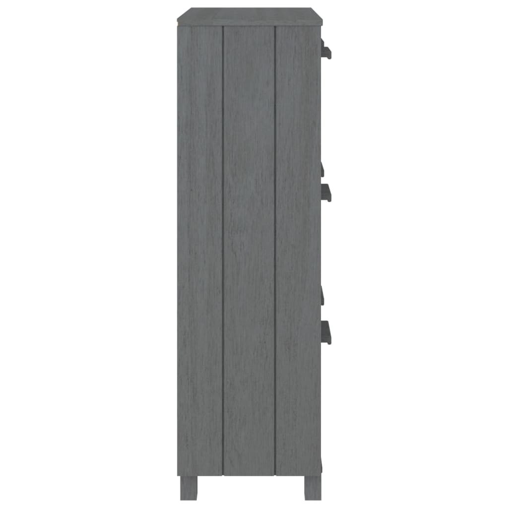 Schuhschrank Hamar 59,5X35X117 Cm Massivholz Kiefer Dunkelgrau