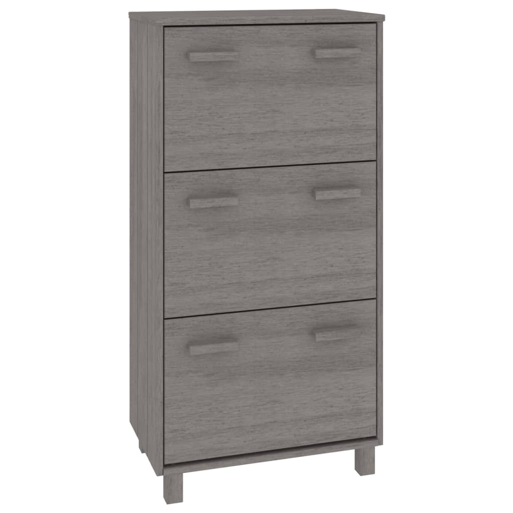 Schuhschrank Hamar 59,5X35X117 Cm Massivholz Kiefer Hellgrau