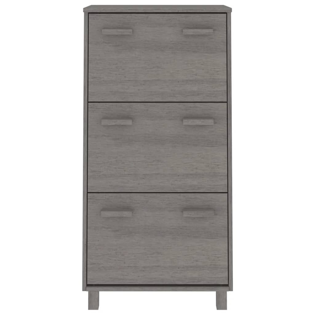 Schuhschrank Hamar 59,5X35X117 Cm Massivholz Kiefer Hellgrau