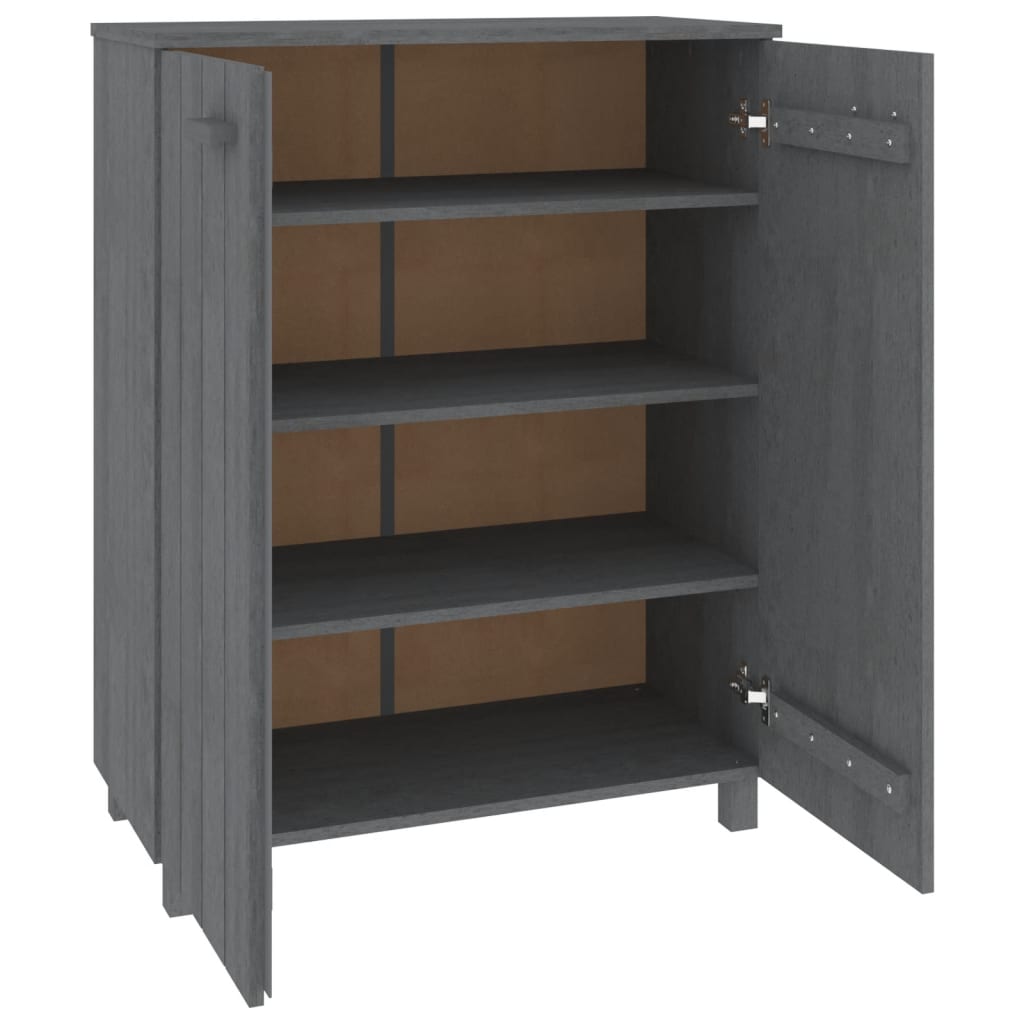 Schuhschrank Hamar 85X40X108 Cm Massivholz Kiefer Dunkelgrau