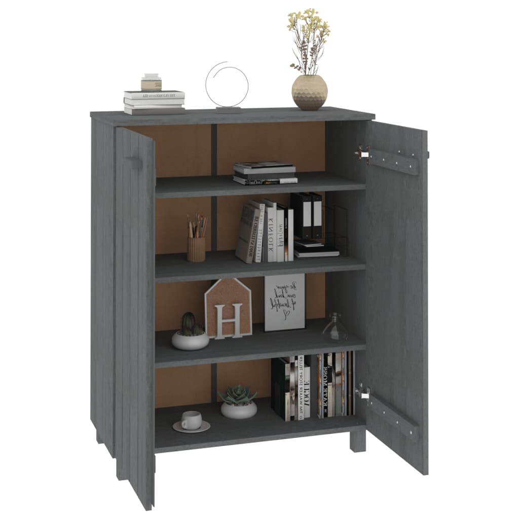 Schuhschrank Hamar 85X40X108 Cm Massivholz Kiefer Dunkelgrau