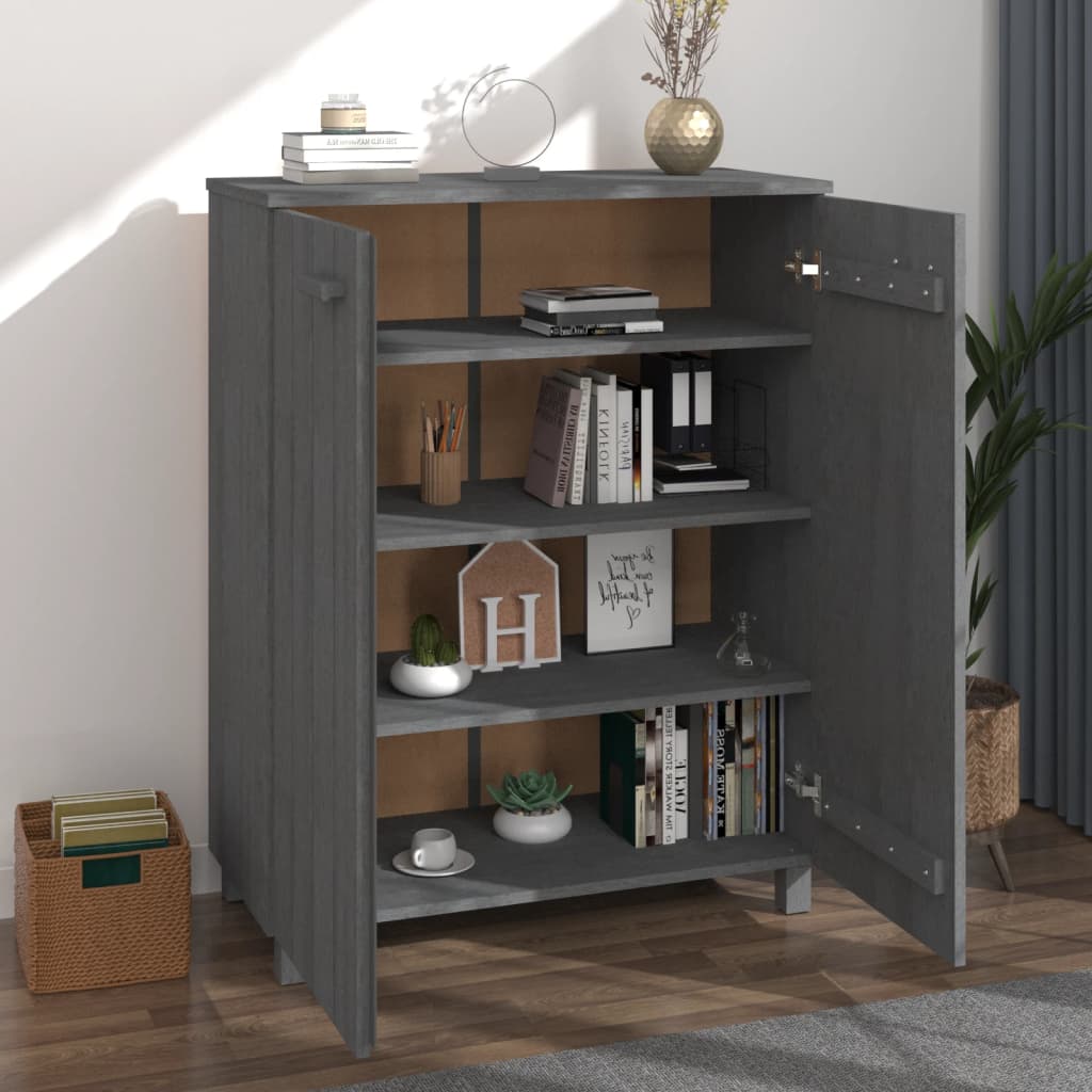 Schuhschrank Hamar 85X40X108 Cm Massivholz Kiefer Dunkelgrau