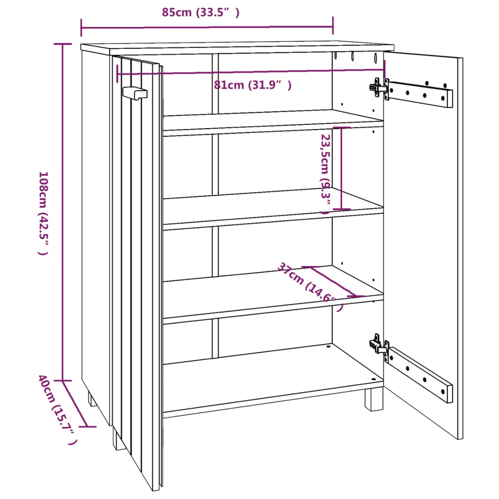 Schuhschrank Hamar 85X40X108 Cm Massivholz Kiefer Hellgrau