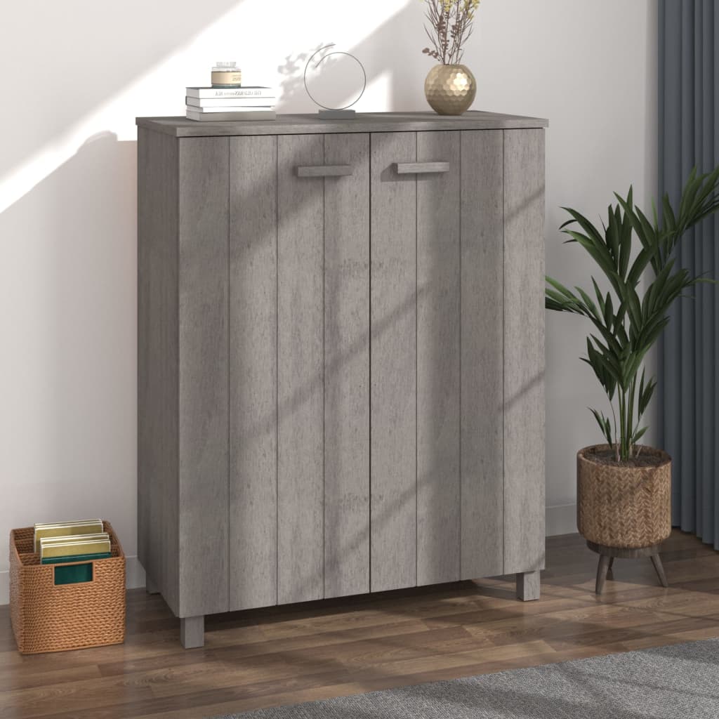 Schuhschrank Hamar 85X40X108 Cm Massivholz Kiefer Hellgrau