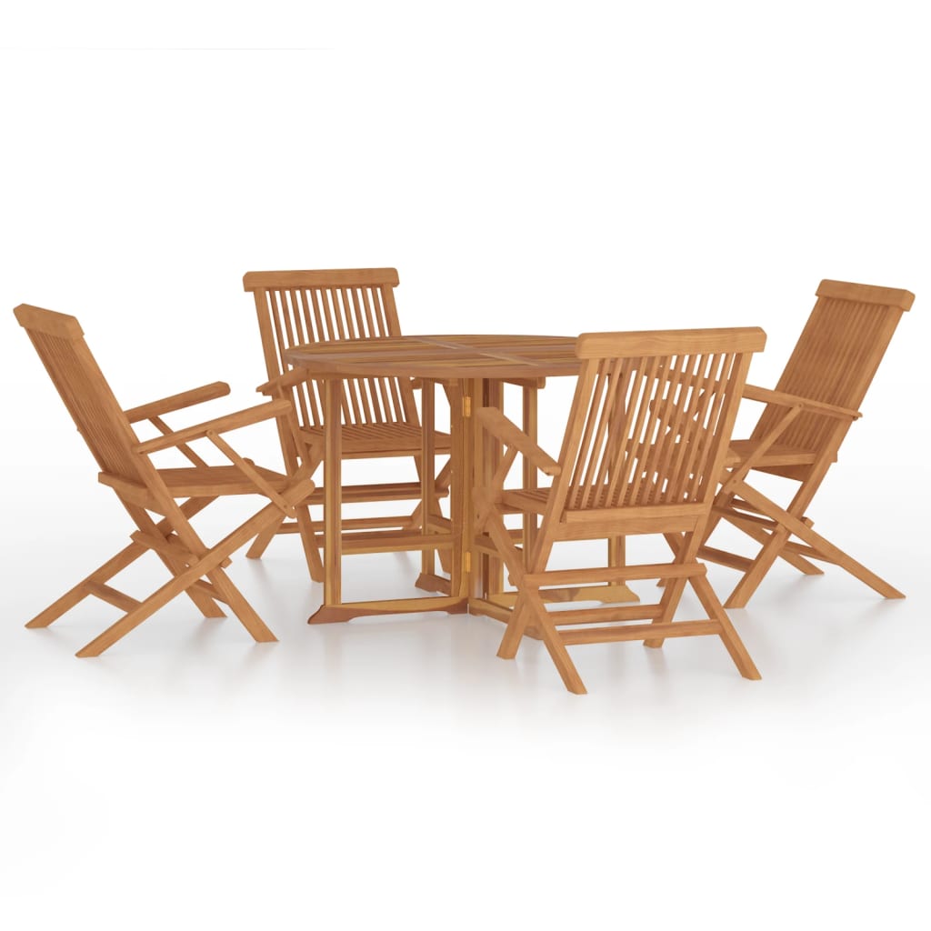 5-Tlg. Garten-Essgruppe Klappbar Massivholz Teak