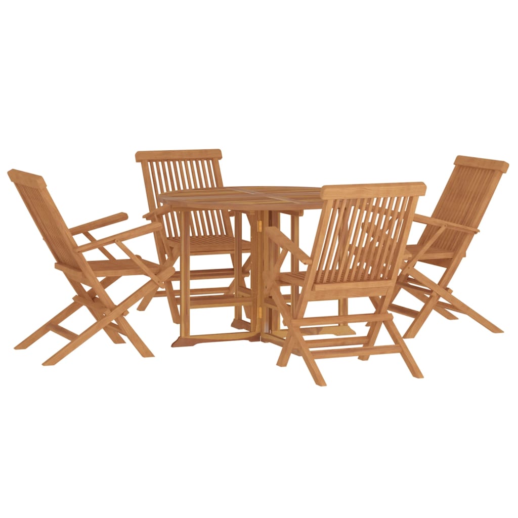 5-Tlg. Garten-Essgruppe Klappbar Massivholz Teak