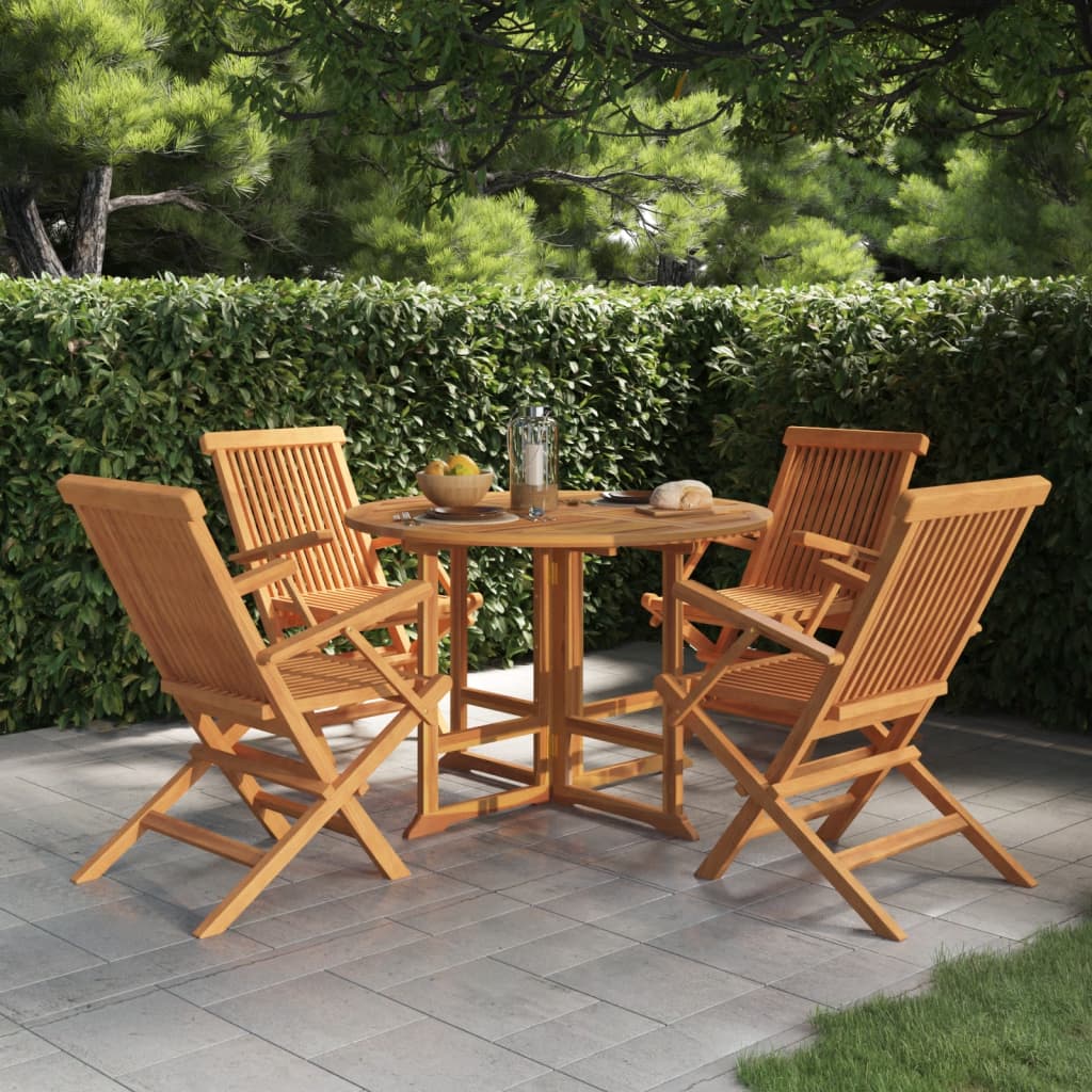 5-Tlg. Garten-Essgruppe Klappbar Massivholz Teak