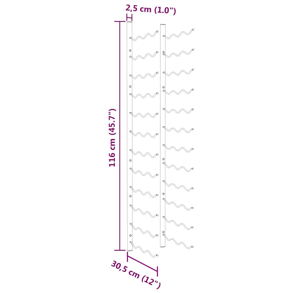 Wand-Weinregal Für 36 Flaschen 2 Stk. En Eisen