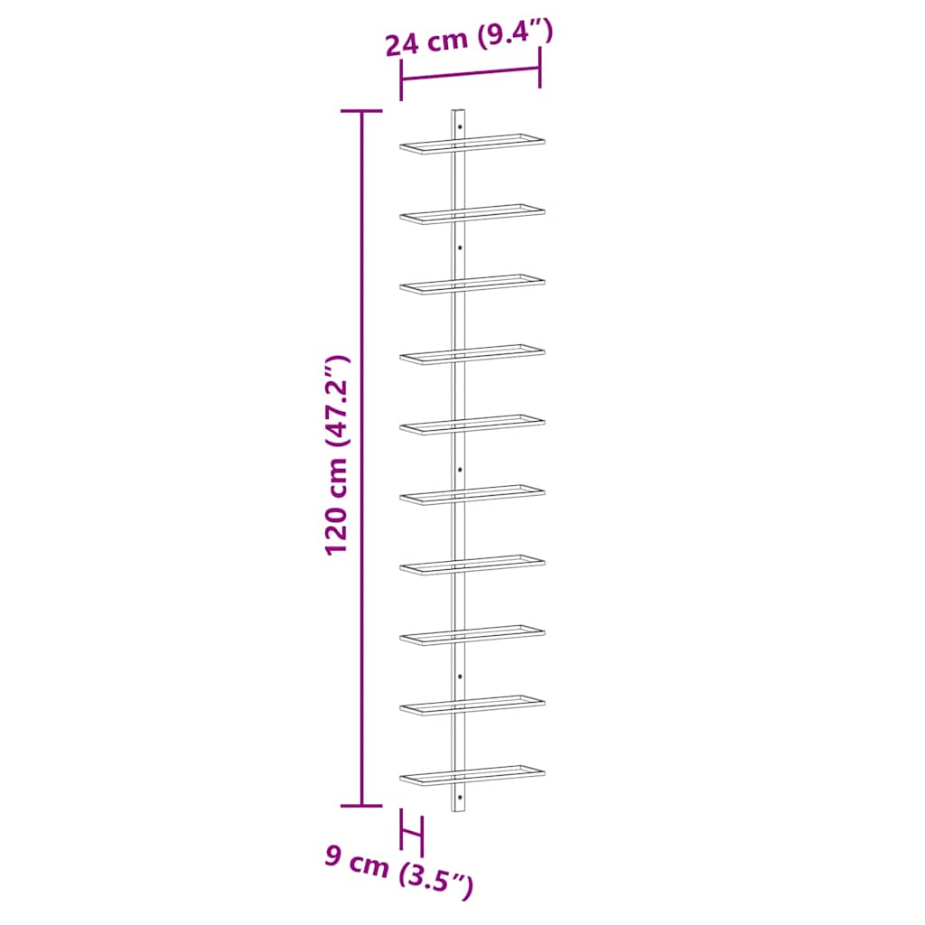 Wand-Weinregal Für 10 Flaschen Metall