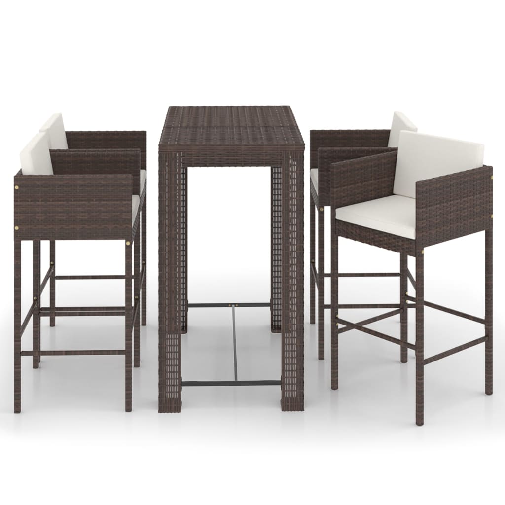 5-Tlg. Gartenbar-Set Mit Kissen Poly Rattan